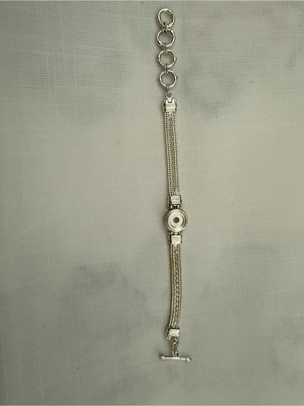 Silver Multi-Strand Snap Button Bracelet